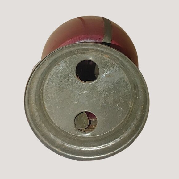 Antique Ice Skating Handheld Red Glass Metal Lantern Lamp Rustic Patina Small - Picture 7 of 13